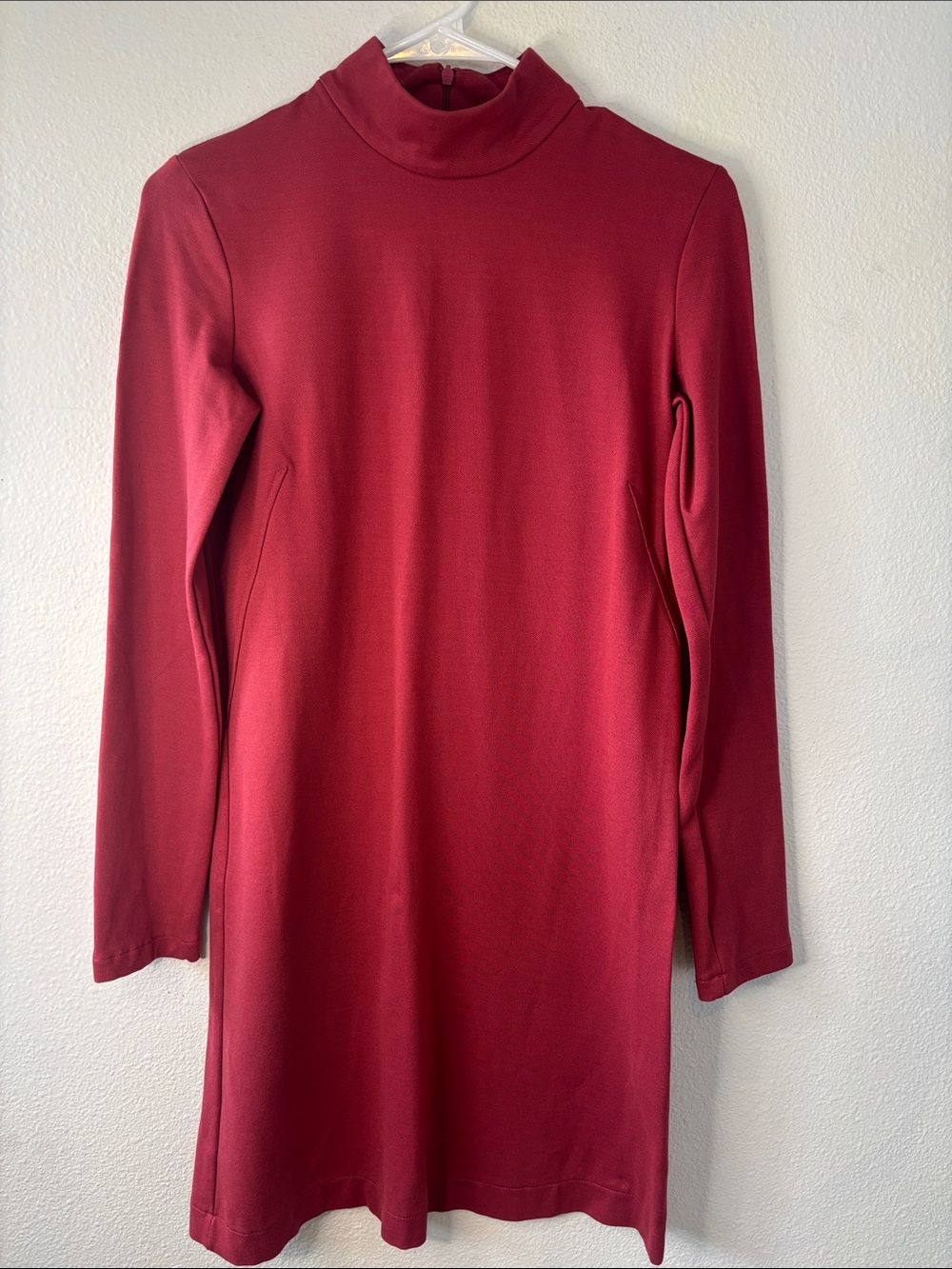 Zara Red Long-Sleeve Mock Neck Dress